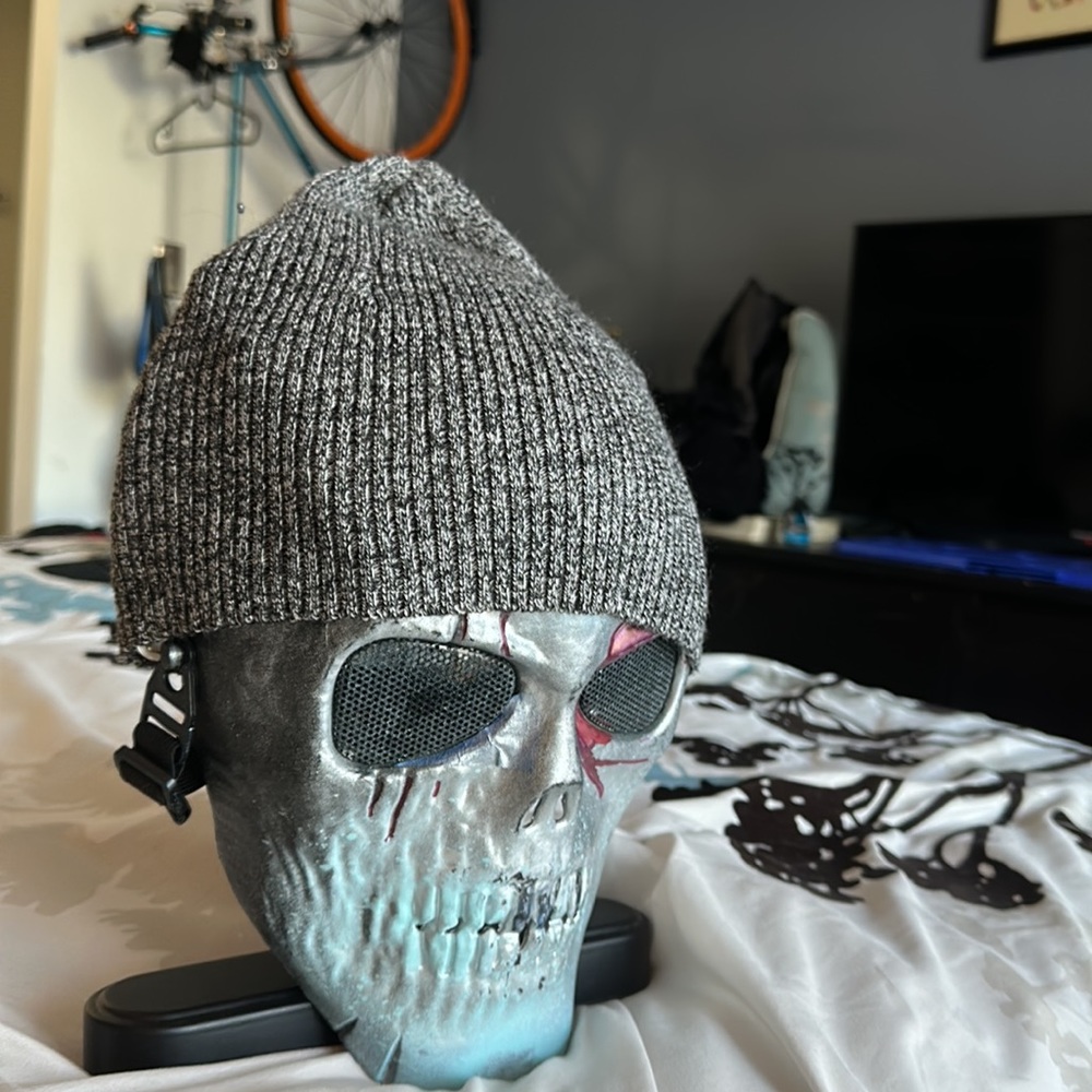 Grey Carbon Brand Stretchy Beanie